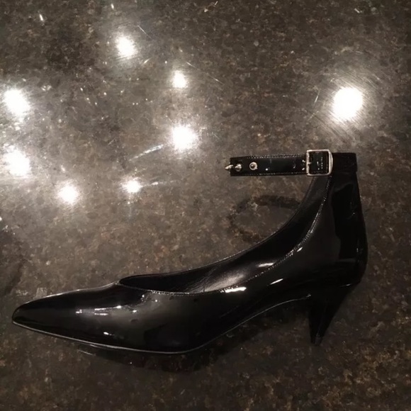 9.5 / 39.5 Saint Laurent Black Patent Kitten heels - Picture 4 of 9